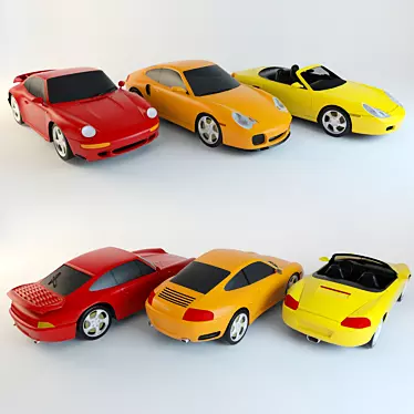 Porsche Toy Car Set 3D model image 1 