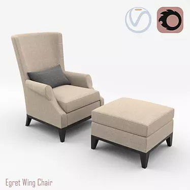 Elegant EGRET Wing Chair 3D model image 1 
