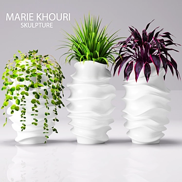 Sculpted Garden Pots by Khouri 3D model image 1 