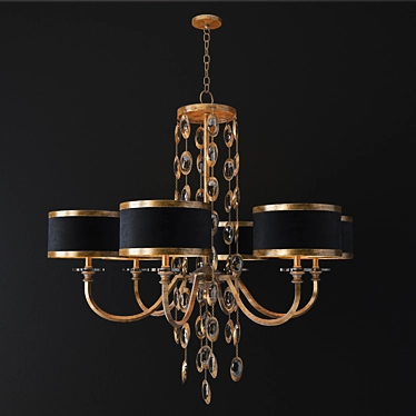 Elegant Black Crystal Chandelier - 6 Lights 3D model image 1 