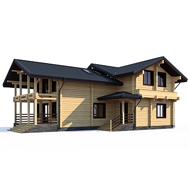 Rustic Log Home Retreat 3D model image 1 