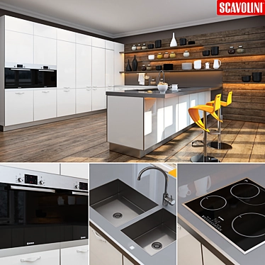 Elegant Scavolini Crystal Kitchen 3D model image 1 