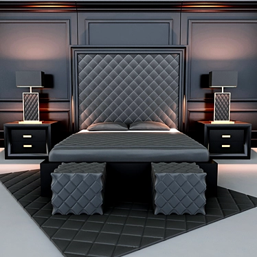 Elegant Wood Bedroom Set 3D model image 1 