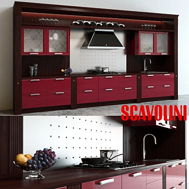 Elegant Scavolini Baccarat Kitchen 3D model image 1 