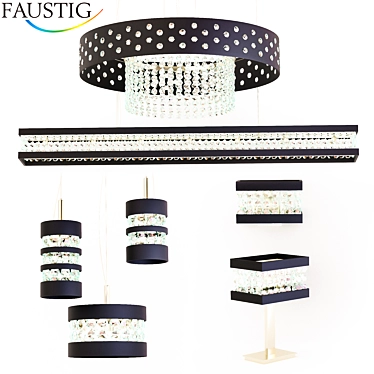 Elegant Faustig Black Lighting Set 3D model image 1 