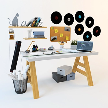 Architect's Desk Decor Set 3D model image 1 