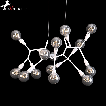 Favourite Electron 15: Black & White Metal Chandelier 3D model image 1 