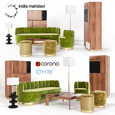 India Mahdavi Collection: Chic & Sleek Furniture 3D model image 1 