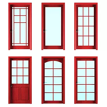 Six Pane Glass Wood Doors 3D model image 1 