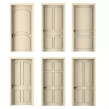 6 Beige Wood Interior Doors 3D model image 1 