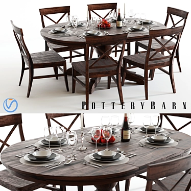 Pottery Barn Sumner & Aaron: Exquisite 3D Dining Set 3D model image 1 