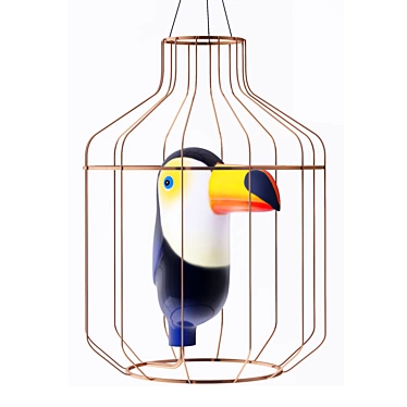 Golden Toucan Decor: Luxury Cage for Interior Design 3D model image 1 