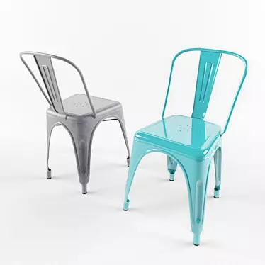 Vintage Metal Tolix Chair 3D model image 1 