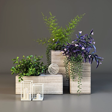 Nature's Delight: Decor Set with Plants 3D model image 1 