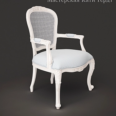 Classic Woven Armchair with Decorative Carvings 3D model image 1 