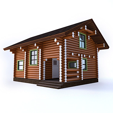 Natural Log House, 200mm Thick 3D model image 1 