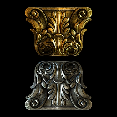 Golden Silver Pilaster Capital 3D model image 1 