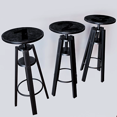 DALFRED Industrial Black Bar Stool 3D model image 1 