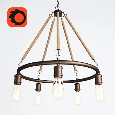 Anette 5-Light Loft Chandelier 3D model image 1 