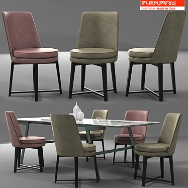 Elegant Flexform Dining Set 3D model image 1 