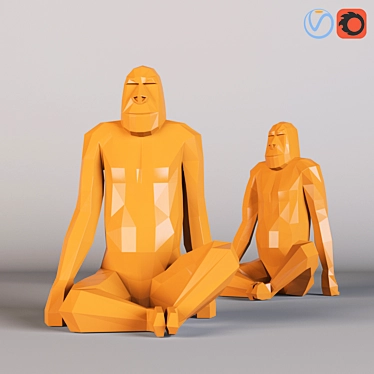 Polygon Gorilla Sculpture 3D model image 1 