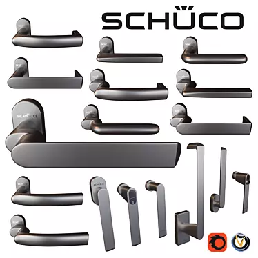 Schuco Door & Window Hardware Set 3D model image 1 
