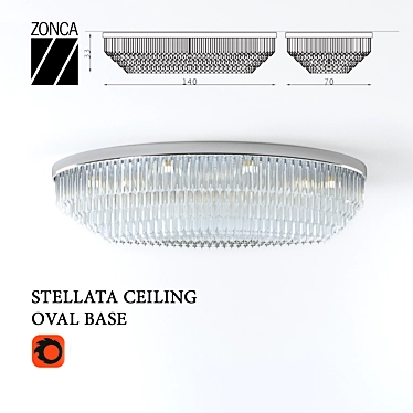 Elegant Oval Ceiling Light: Zonca Stellata 3D model image 1 