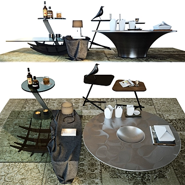 Sleek Italian Coffee Table Set 3D model image 1 