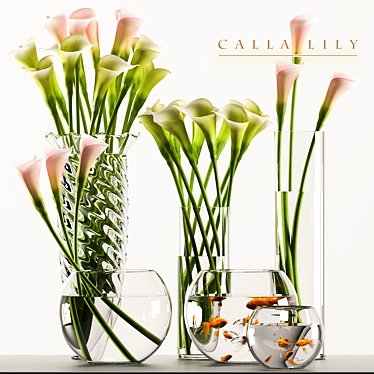 Elegant Calla Lily Fish Aquarium 3D model image 1 