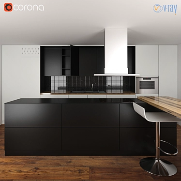 Modern Kitchen Furniture Set 3D model image 1 