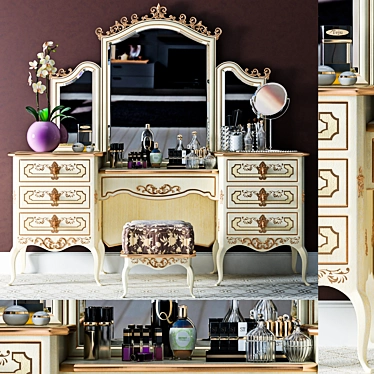 Modern Vanity Table with Mirror 3D model image 1 