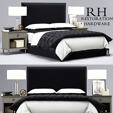 Elegant Lawson Non-Tufted Bed 3D model image 1 