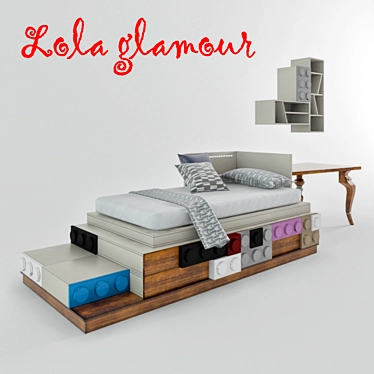 Lola Glamour Composition: Bed, Desk, Shelf 3D model image 1 