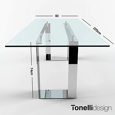 MILES Rectangular Glass Table 3D model image 1 