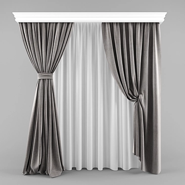 Title: Contemporary Window Drapes 3D model image 1 