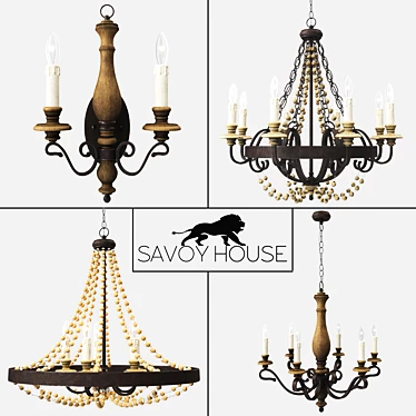 Savoy House Mallory 6-Light Fossil Stone Chandelier 3D model image 1 