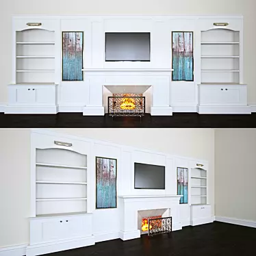 Title: Lux Deco Bookshelf with Fireplace 3D model image 1 
