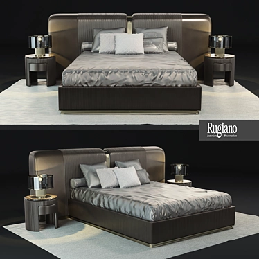 Luxury Italian Leather Bed 3D model image 1 