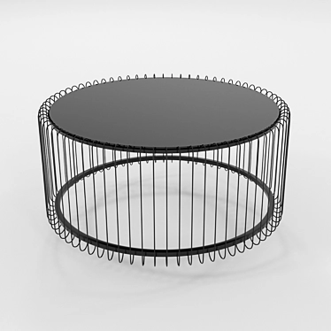 Sleek Metal Glass Coffee Table 3D model image 1 