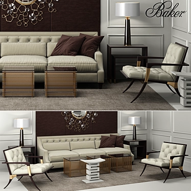 Elegant Baker Tufted Furniture 3D model image 1 