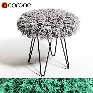 Curly Hairpin 18 Stool: Stylish Geometric Design 3D model image 1 