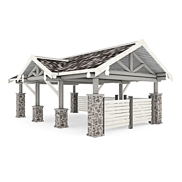 Wooden Car Shelter 3D model image 1 