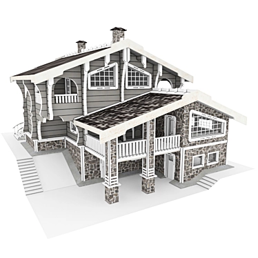 Luxury Log Home - 200mm Mast Block 3D model image 1 