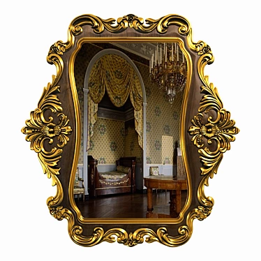 Elegant Baroque Golden Mirror 3D model image 1 