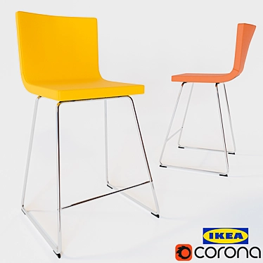 Bernhard Chrome Bar Chair: Stylish and Functional 3D model image 1 