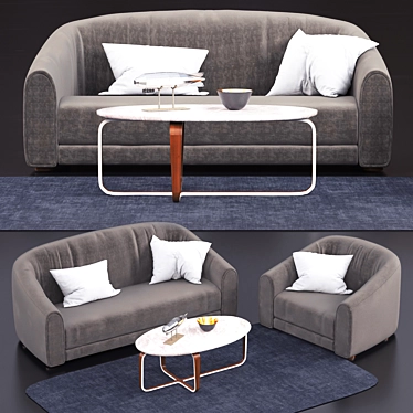 Modern Sofa and Table Set 3D model image 1 