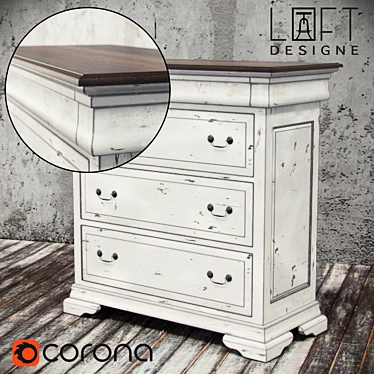 Modern Wood Dresser - Loft Design 446 Model 3D model image 1 