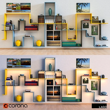 Lago Library Collection: 3D Bookshelves & Decor 3D model image 1 