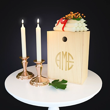 Copper Candle Decor Set 3D model image 1 