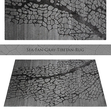 Sea Fan Gray Tibetan Rug: Elegant, Textured Beauty 3D model image 1 